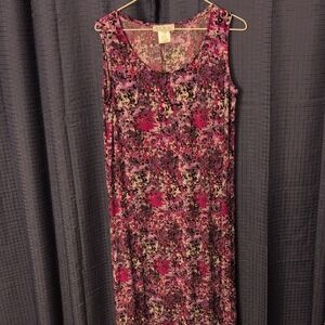 Ulla Popken Floral Sleeveless Dress - Pink, Purple and Black 12/14  New